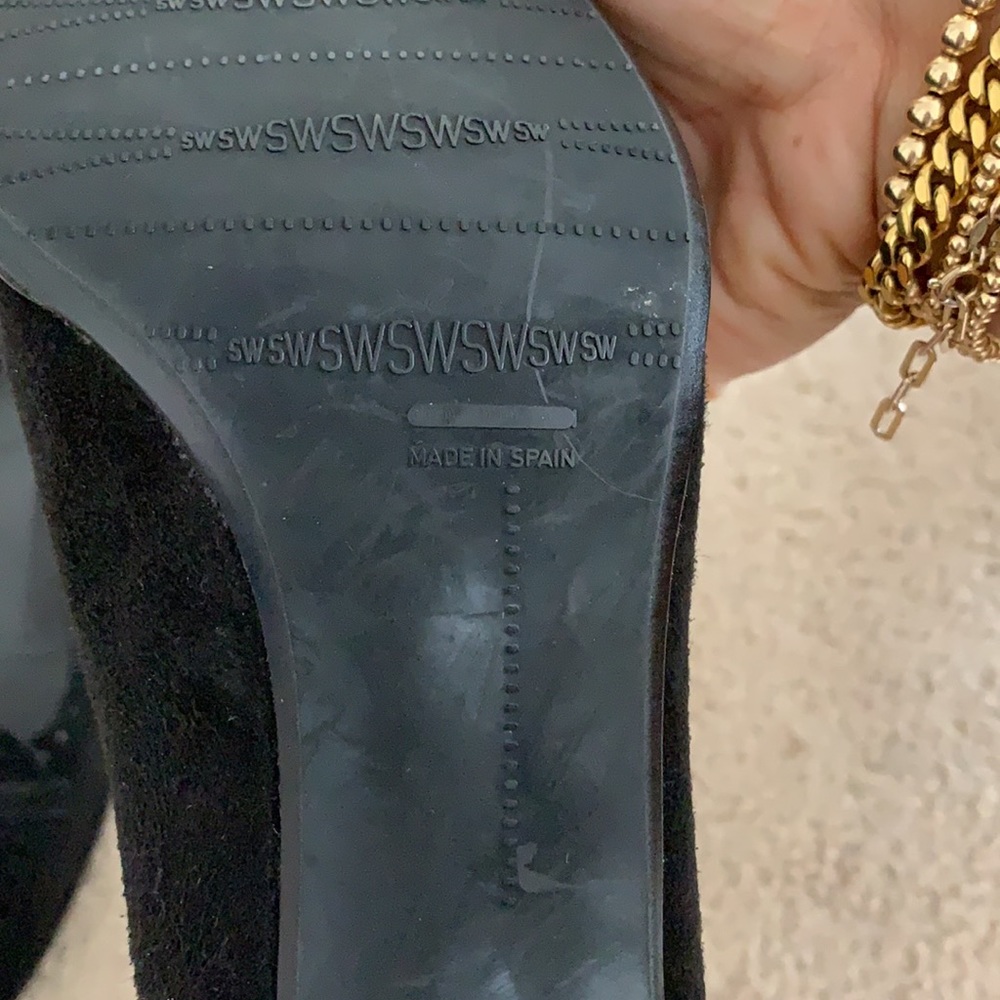 Stuart Weitzman black suede loafer with block heel - Picture 6 of 6